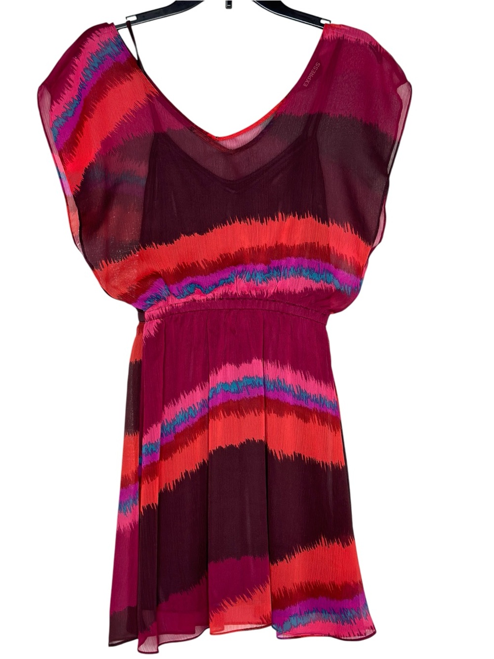 Express Pink Purple Abstract Chiffon Mini Dress Size XS - Picture 2 of 12